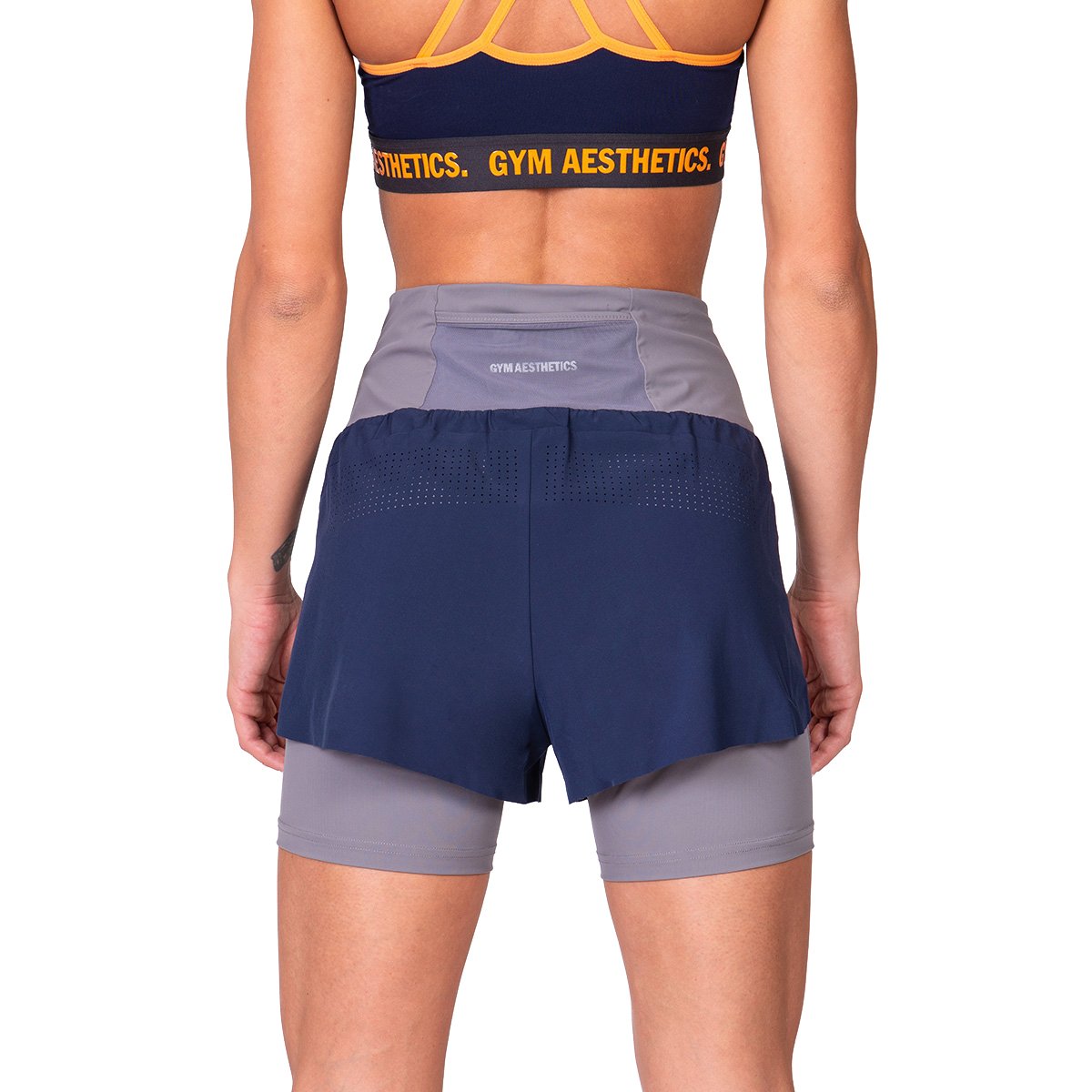 Image of Activewear 2in1 Color Block Running Shorts for Women
